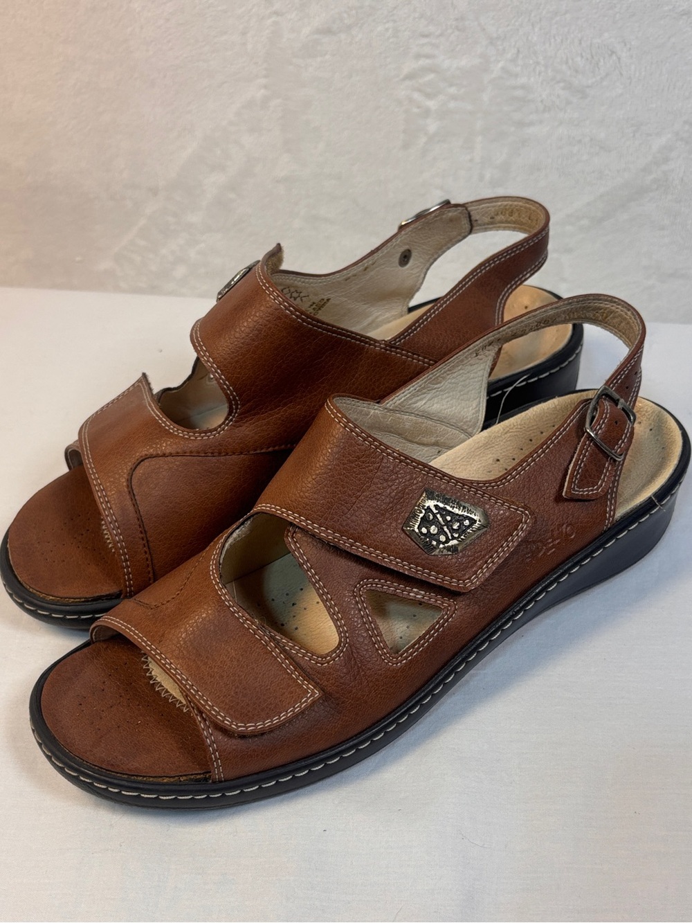 Fidelio Hallux Fabia Brown Leather Bunion Relief Comfort Sandals Slingback Sz 40
